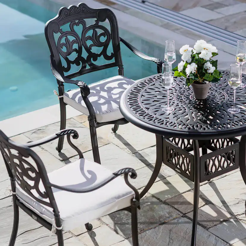 Caféset Vesani Toscana Trädgårdsbord Ø90cm med 4 Stolar Aluminium