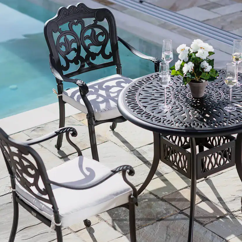 Caféset Vesani Toscana Trädgårdsbord Ø90cm med 4 Stolar Aluminium