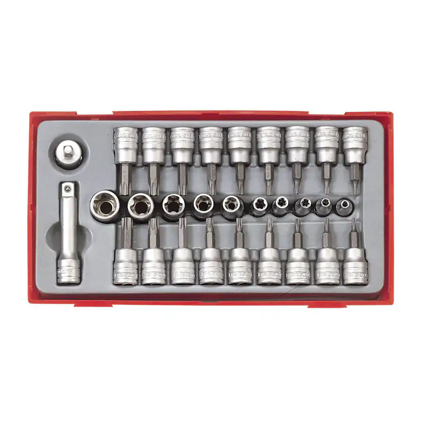 TX-hylssats 30 delars med 1/4 tum och 3/8 tum fyrkantsfäste Teng Tools TTTX30