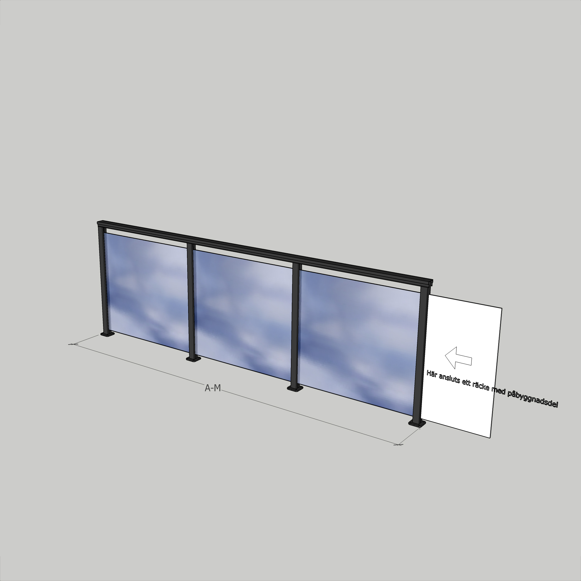 Glasräcke Novoroom Komplett Sektion A-M