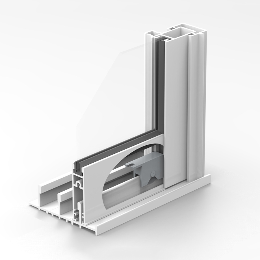 Landskap Skjutdörrsparti Stadig B2967 x H2000 - Svart Sommar Bredd: 2967 mm, Härdat glas, Svart, Grepphandtag