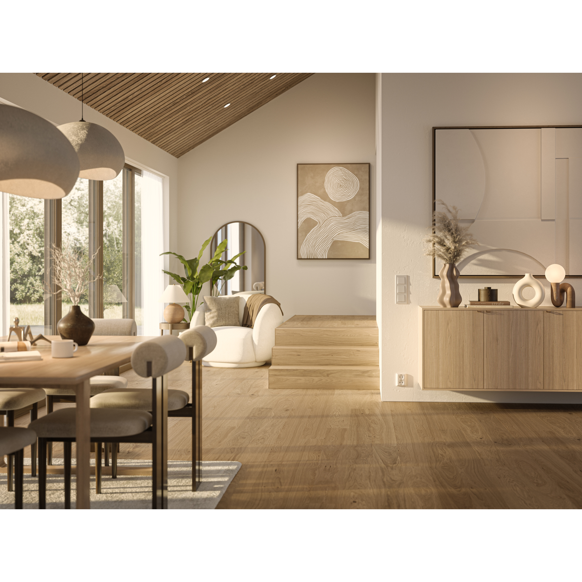 Trägolv Bjelin LYNGBY 3.0 M Oak Blend Misty White Brushed