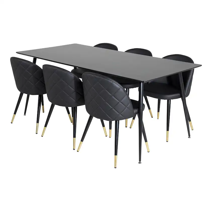 Matgrupp Venture Home Silvia med 6 Valentina Stolar Konstläder