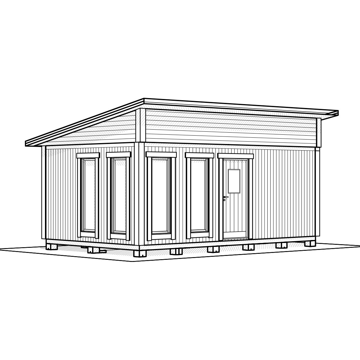 Attefallshus Vibostugan Njuta Funkis 25-4 24,3 m² Trähus