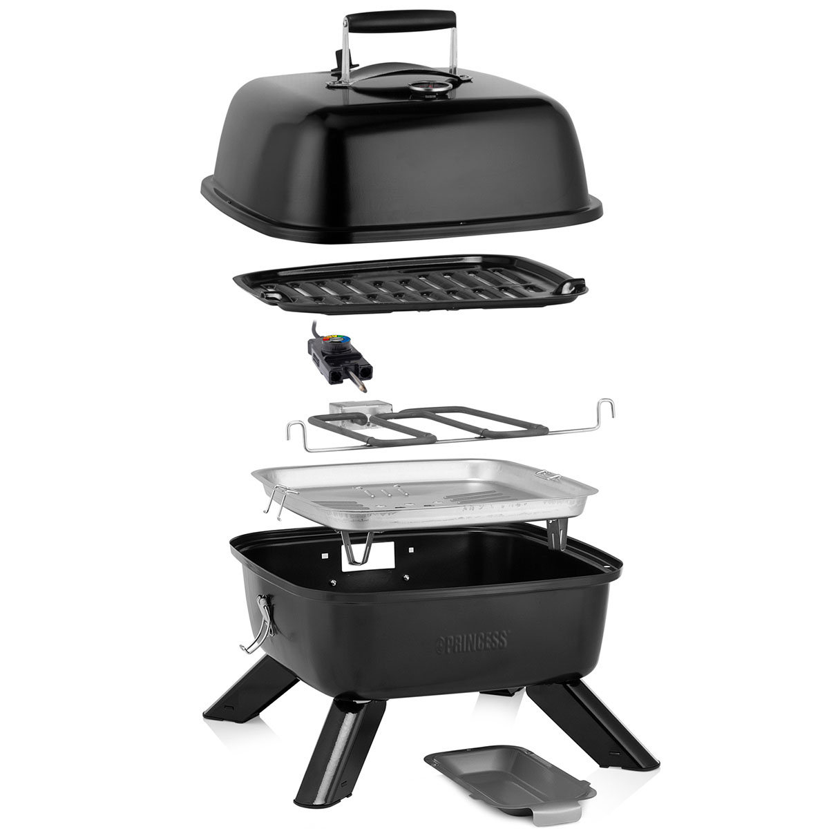 Bärbar Hybridgrill Princess 2-i-1 Elektrisk Eller Kol