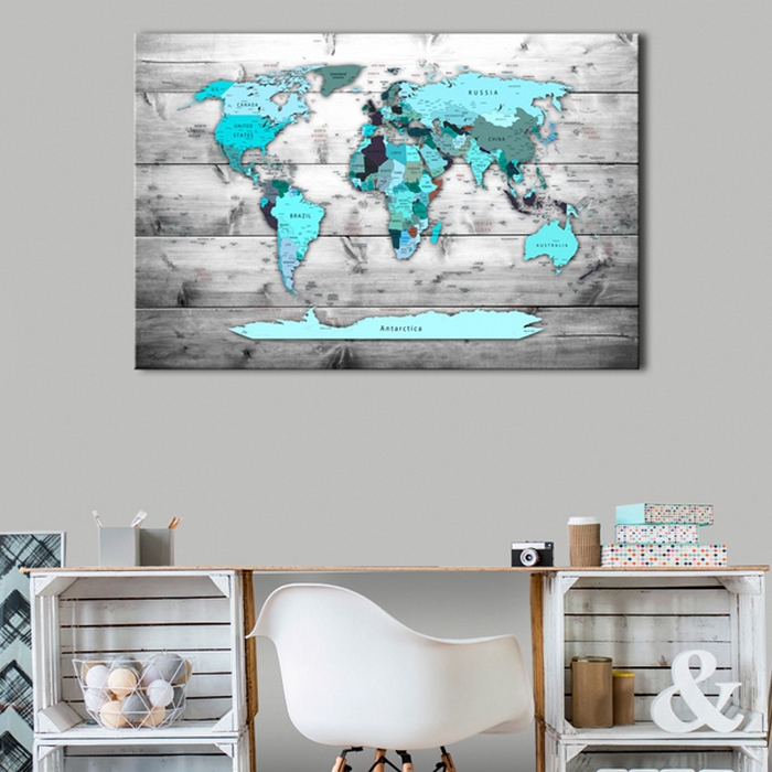 Tavla Arkiio World Map Blue World