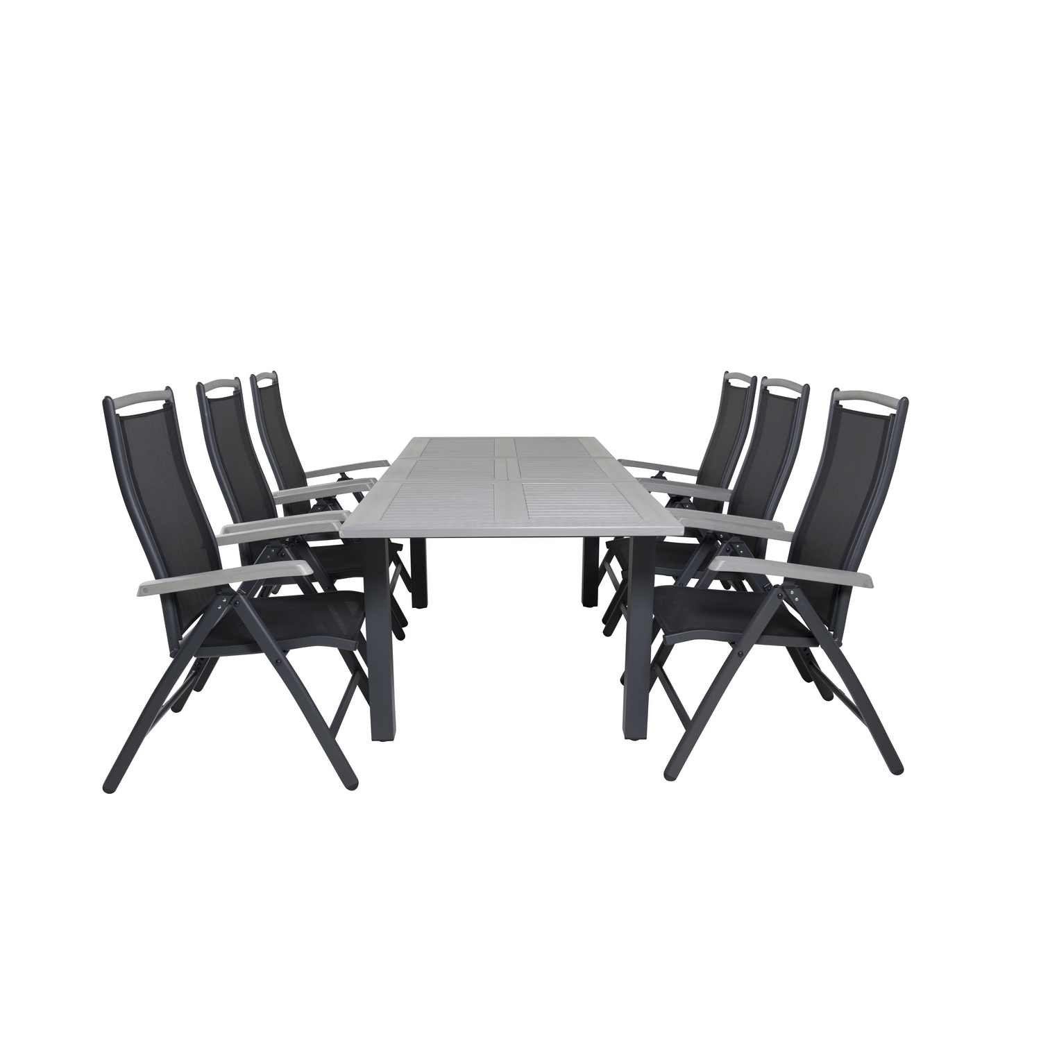 Albany Dining Table 160/240*100 - Svart Alu / Grey Aintwood+ Svart/Grå