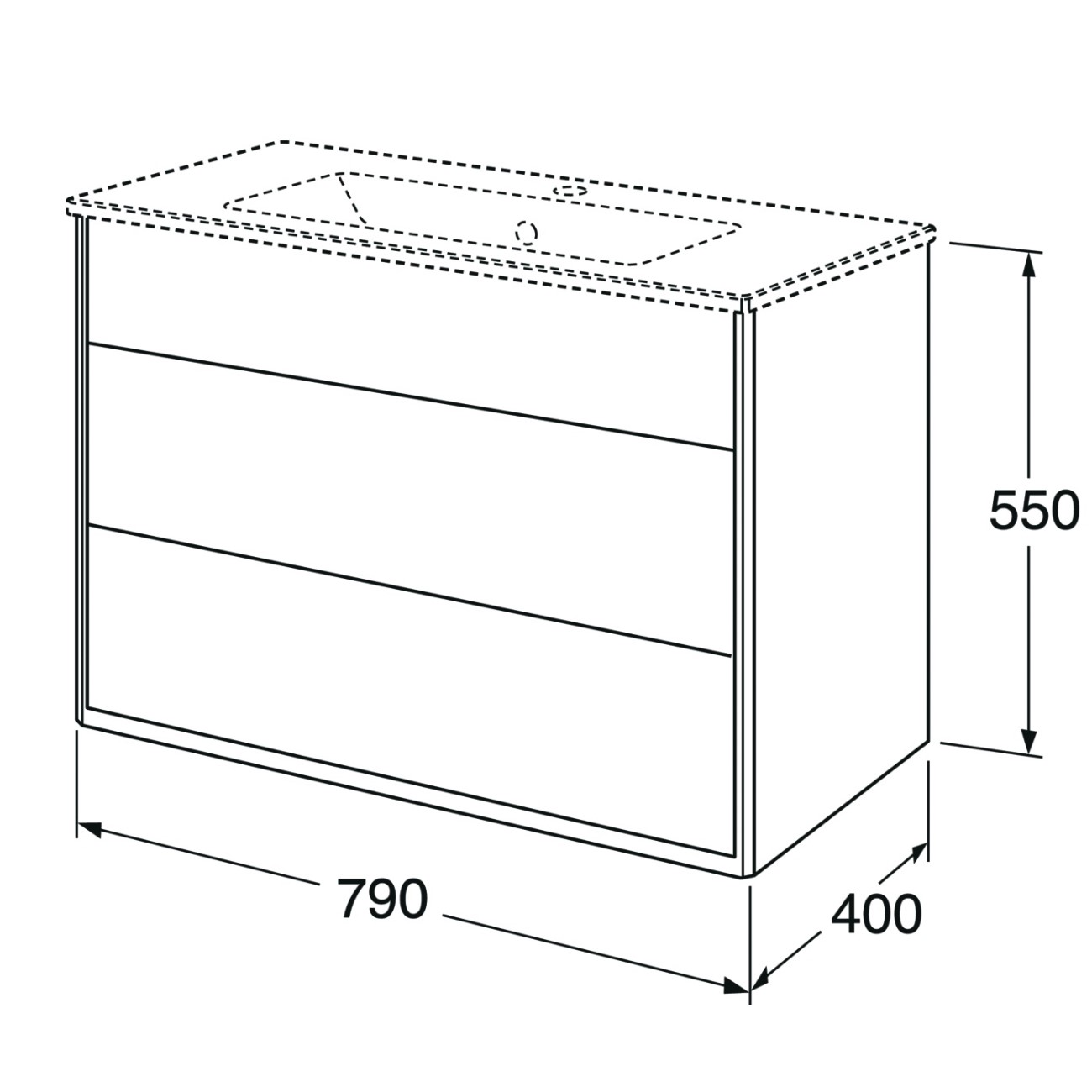 Tvättställsskåp Gustavsberg Graphic Kommod 80 cm utan Tvättställ