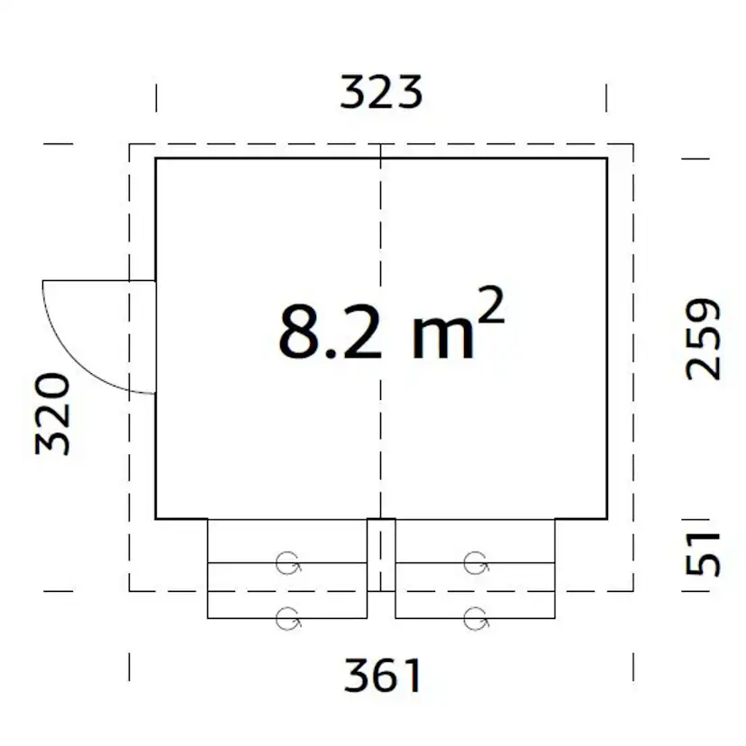Stella 8,2 m2 Brun dippad