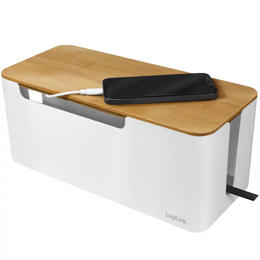 Kabelgömma LogiLink Cable Box Med Bambulock 32x14x13 cm