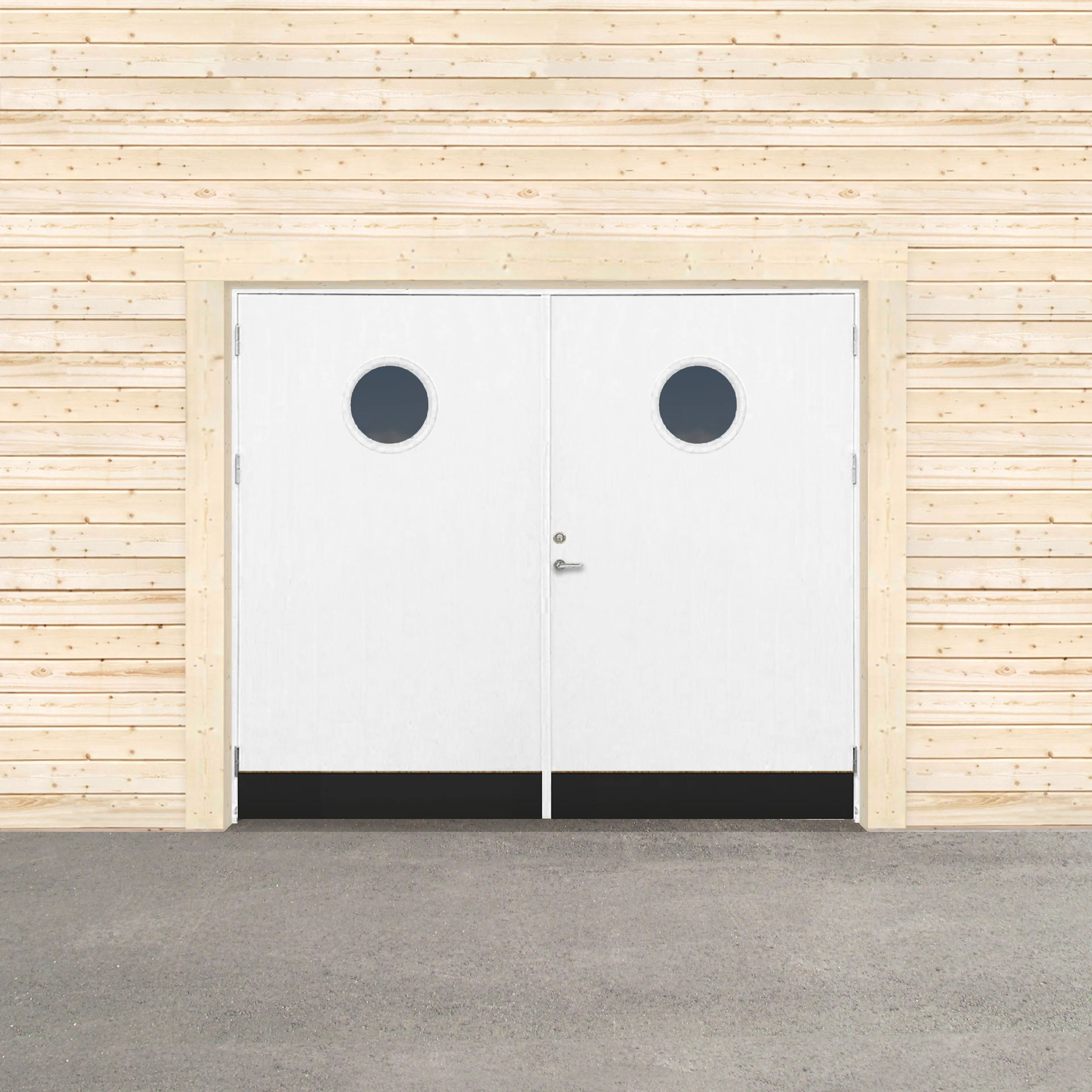 GARAGEPORT KALL RUNT FÖNSTER 250X210 H - GRUNDMÅLAD BxH: 250x210 cm