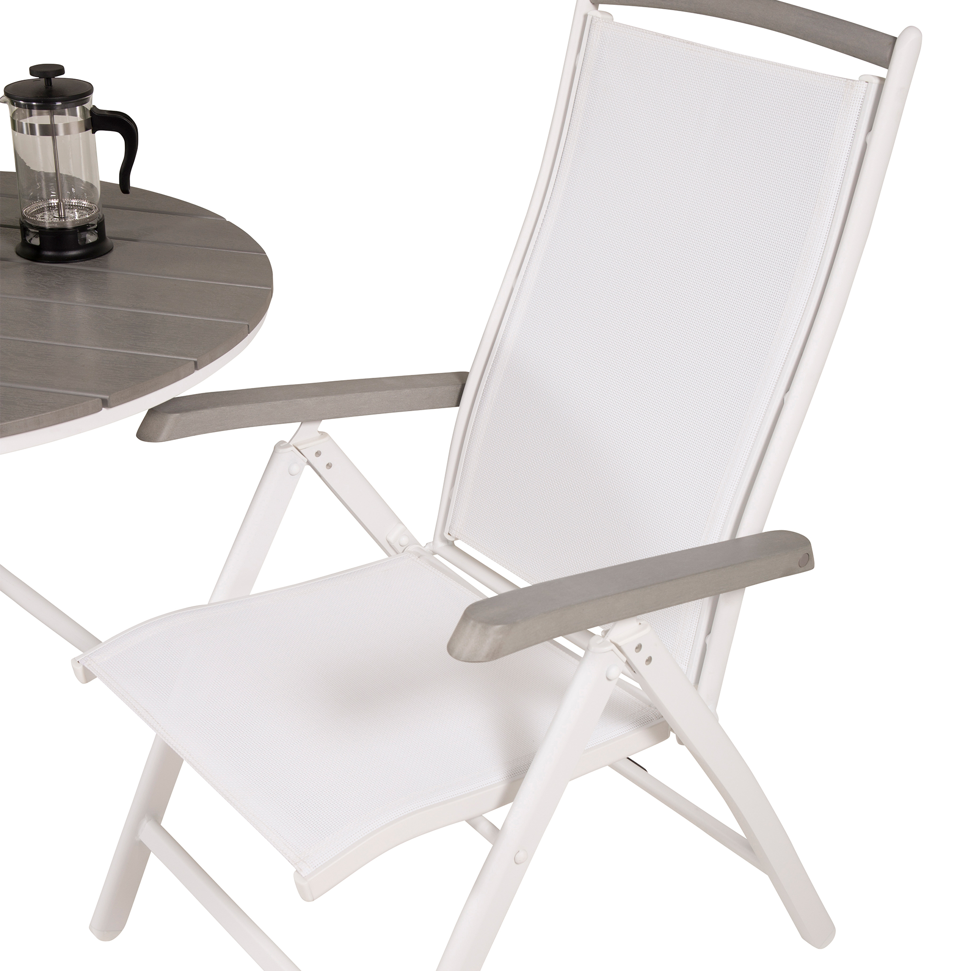 Albany 5:pos Stol - Vit Aluminium/vit textilene/aintwood Vit