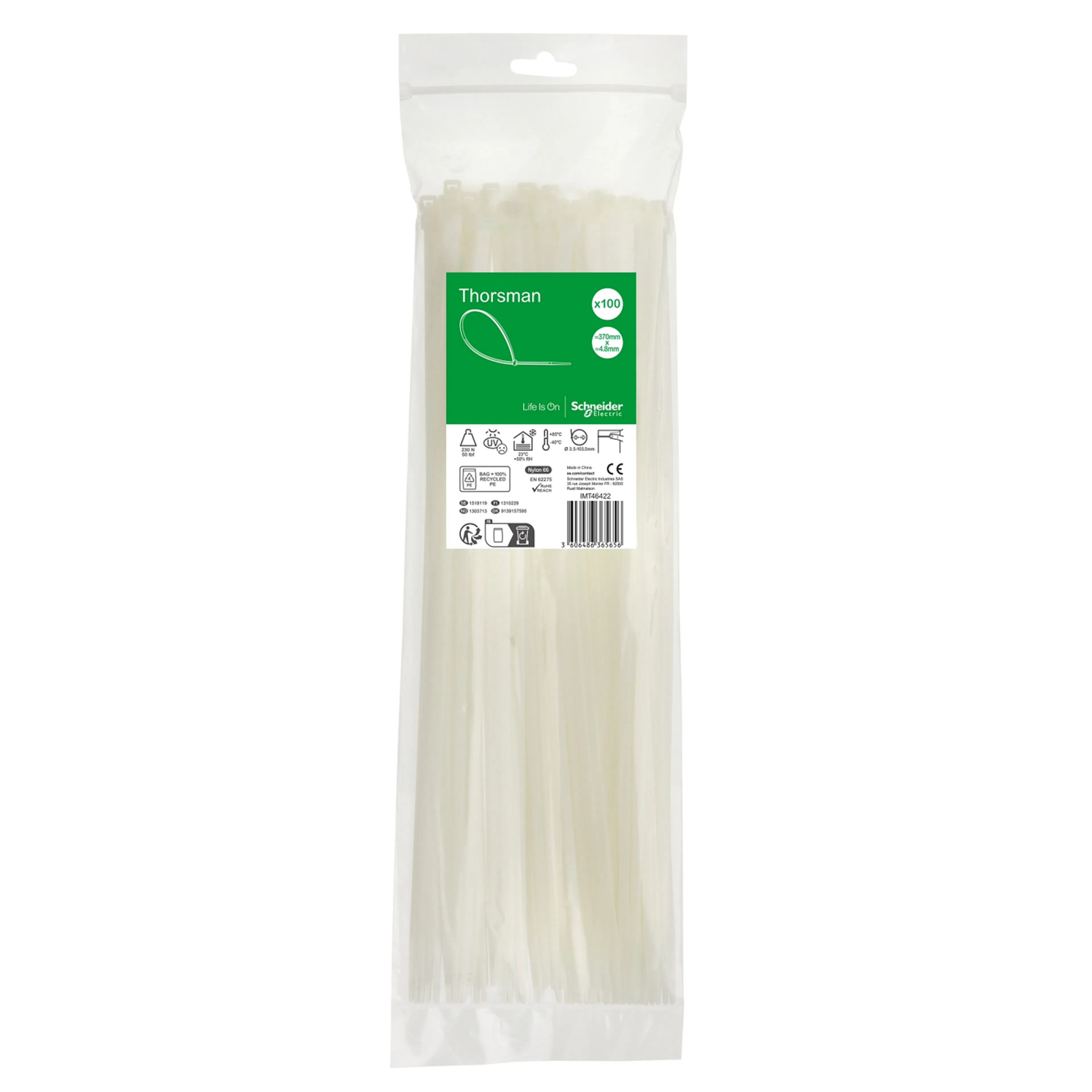 BUNTBAND NATUR 370X4,8 100ST 370x4,8 mm, Transparant