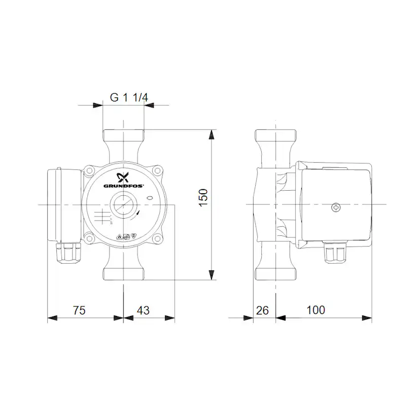 Tappvarmvattenpump Grundfos UP 20-15 N 150
