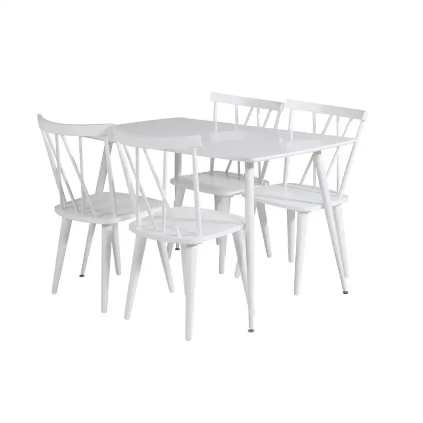 Matgrupp Venture Home Pobbie med 4 Marie Stolar Gummiträ