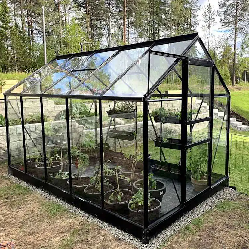 Växthus Lykke PC 82 m2 Svart
