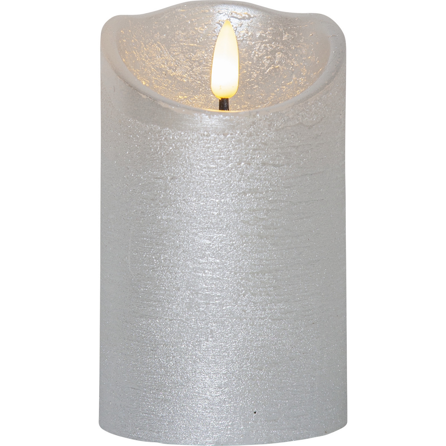 LED Blockljus Flamme Rustic Silver, Höjd: 125 mm