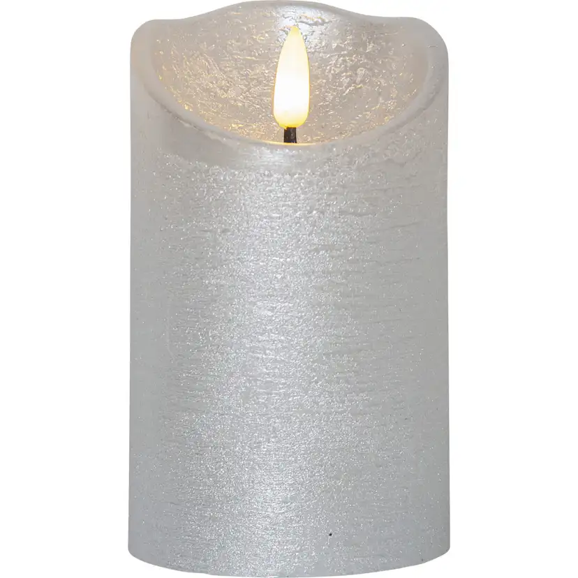 LED Blockljus Flamme Rustic Silver, Höjd: 125 mm