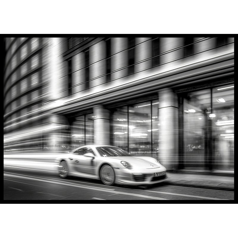 Poster Gallerix Porsche 911 In Motion B&W