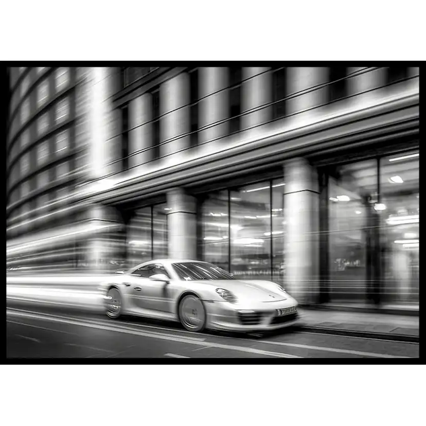 Poster Gallerix Porsche 911 In Motion B&W