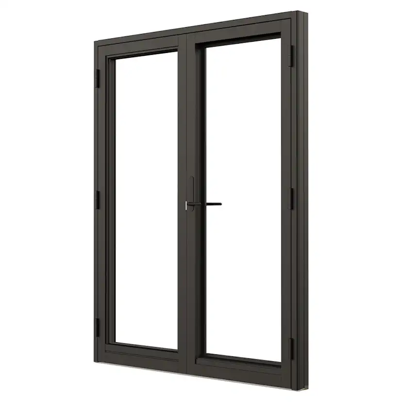 Parfönsterdörr NorDan Svanenmärkt NTech Helglasad Aluminium BlackLine Svart