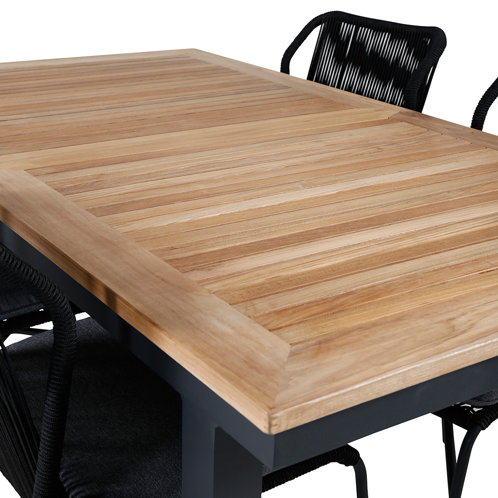 Matgrupp Venture Home Perla med 4 Jefferson Stapelbara Matstolar