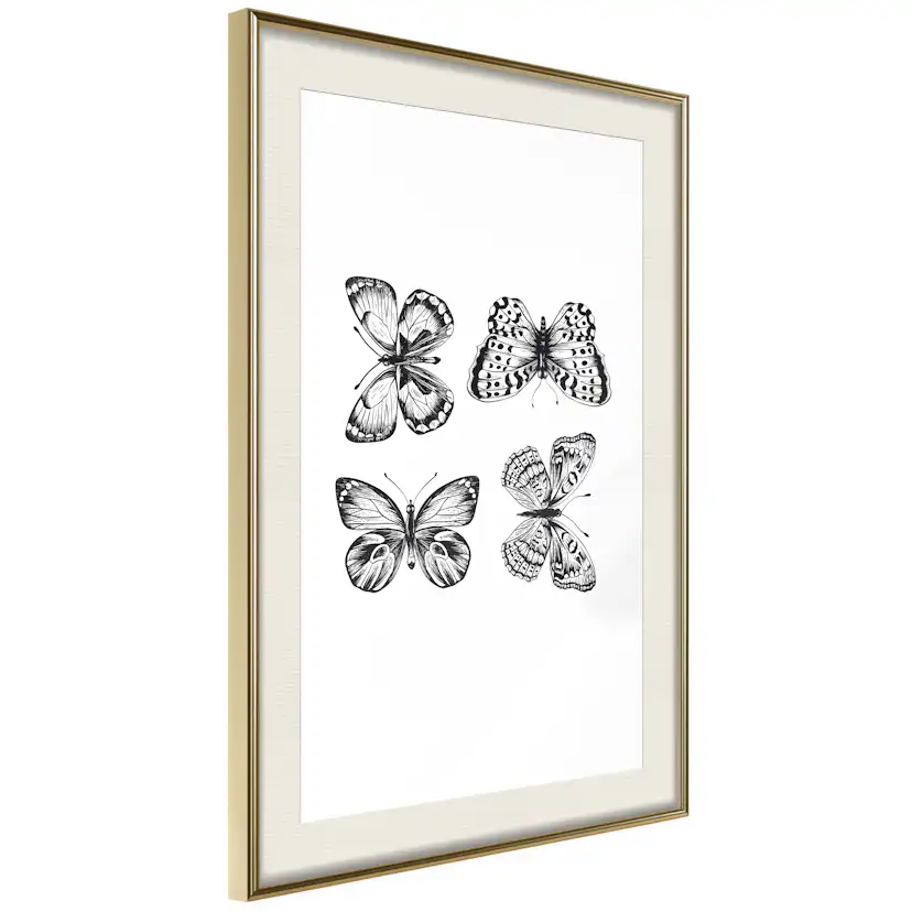 Poster Artgeist Affisch Four Butterflies