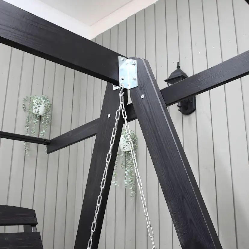 PELLE garden swing without roof, Svarte frame Grå