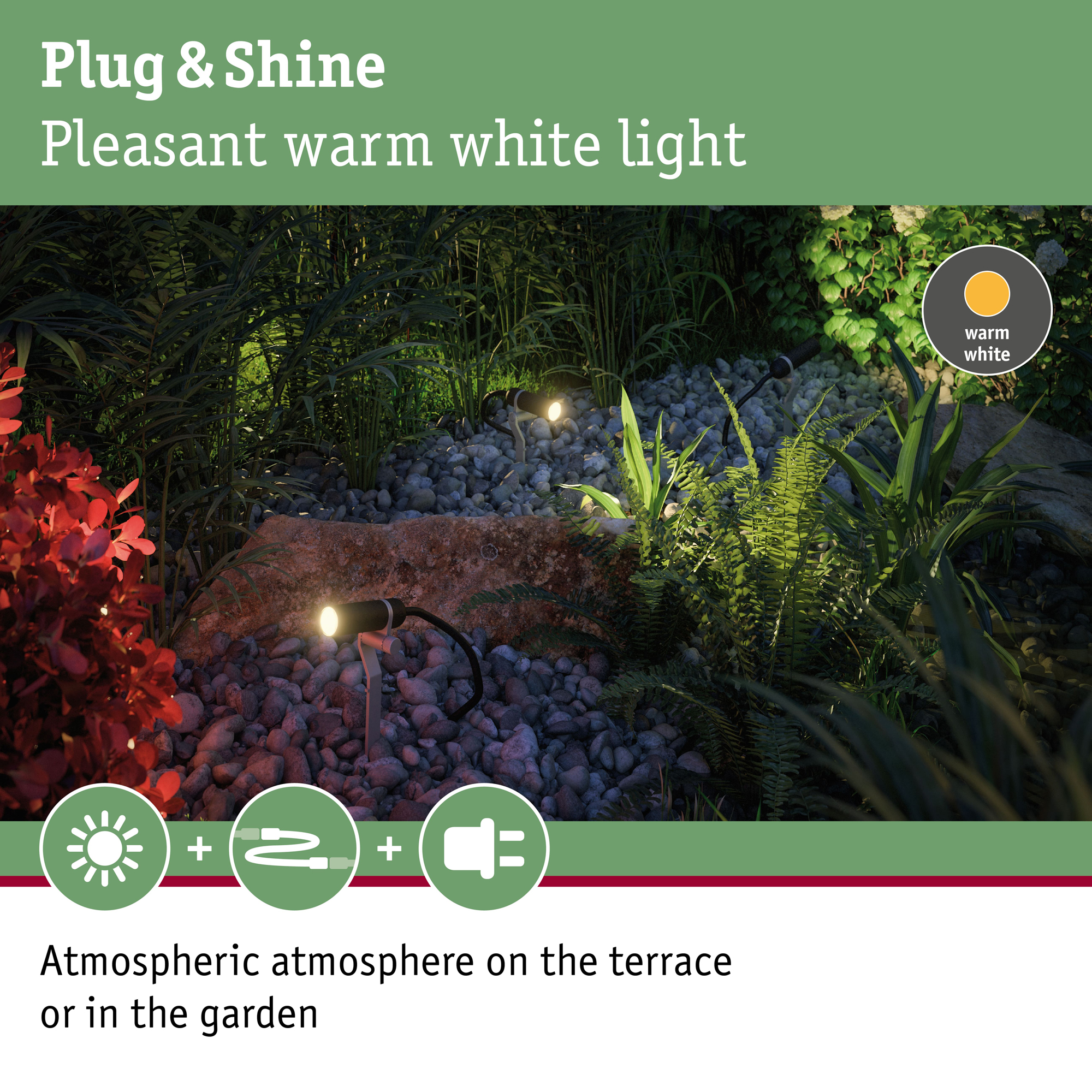 Spotlight Paulmann Plantini Plug & Shine LED IP65 24V Förlängningsset 3-pack med Kabel