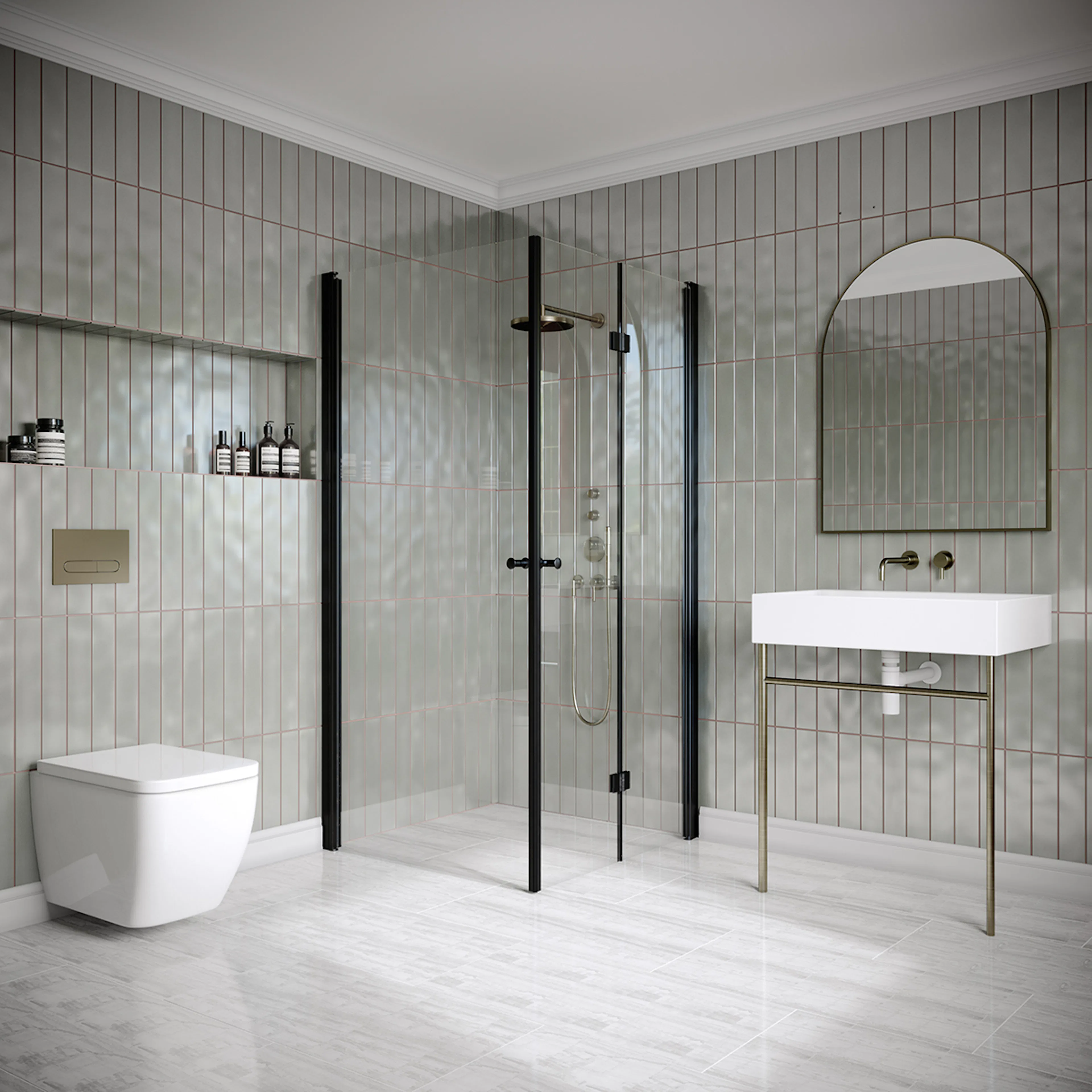 Hietakari Classic 149 905x895x1900 mm, Klarglas, Svarta profiler