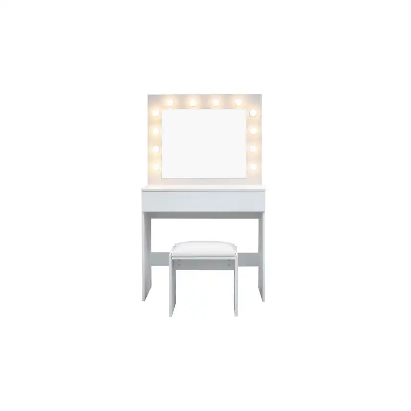 Sminkbord Scandinavian Choice Glow Komplett set med Spegel och Pall, LED-Belysning 80 cm