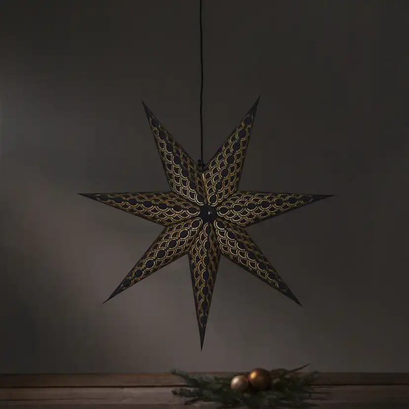 Paper star ,black , gold stitch Svart