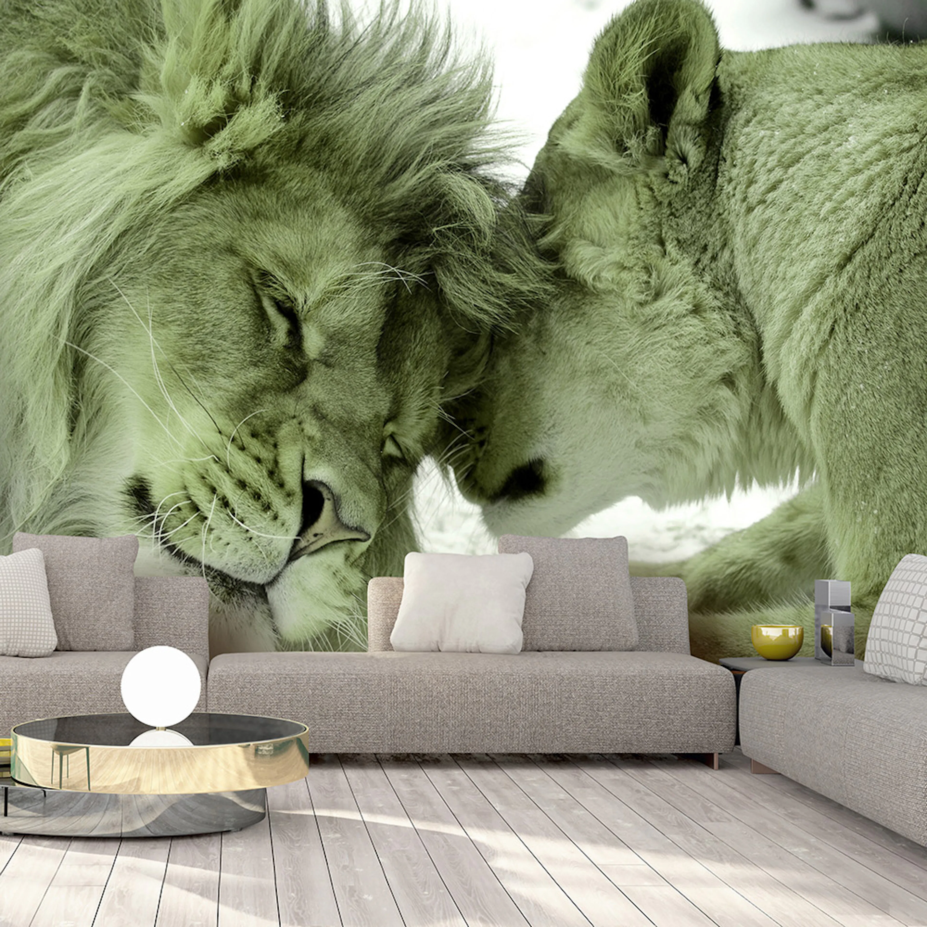 Fototapet Arkiio Lion Tenderness (Green)
