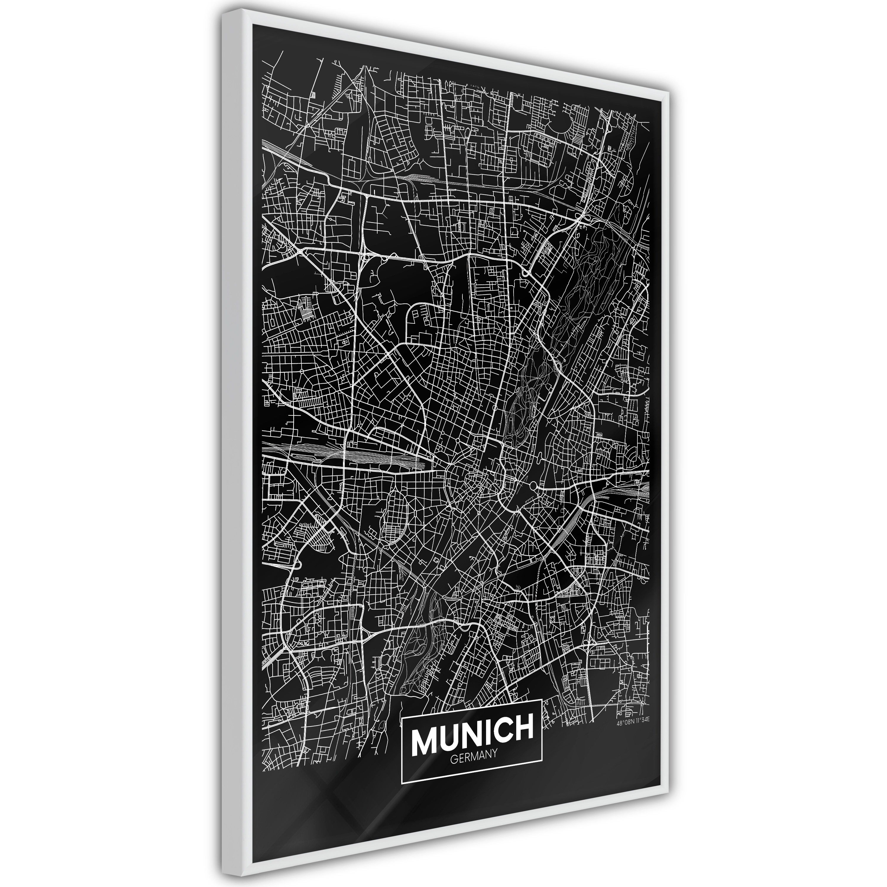 Poster Artgeist Affisch Dark Map of Munich