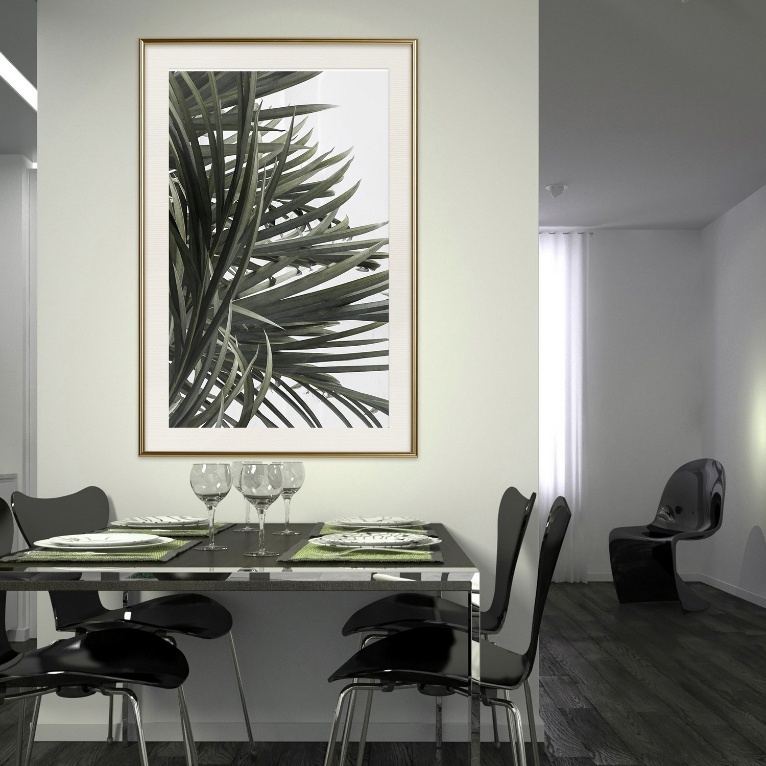 Affisch - In the Shade of Palm Trees [Poster] 20x30 Guld ram med passepartout, 20x30 cm