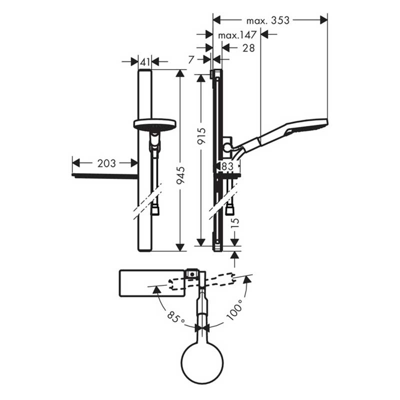 Duschset Hansgrohe Raindance Select S 120 3jet EcoSmart 90 cm