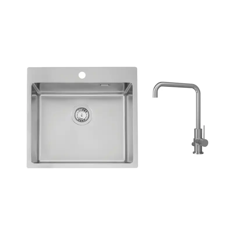 Diskho Stala Lagom-T50 med Köksblandare Scandtap Steel Mood D