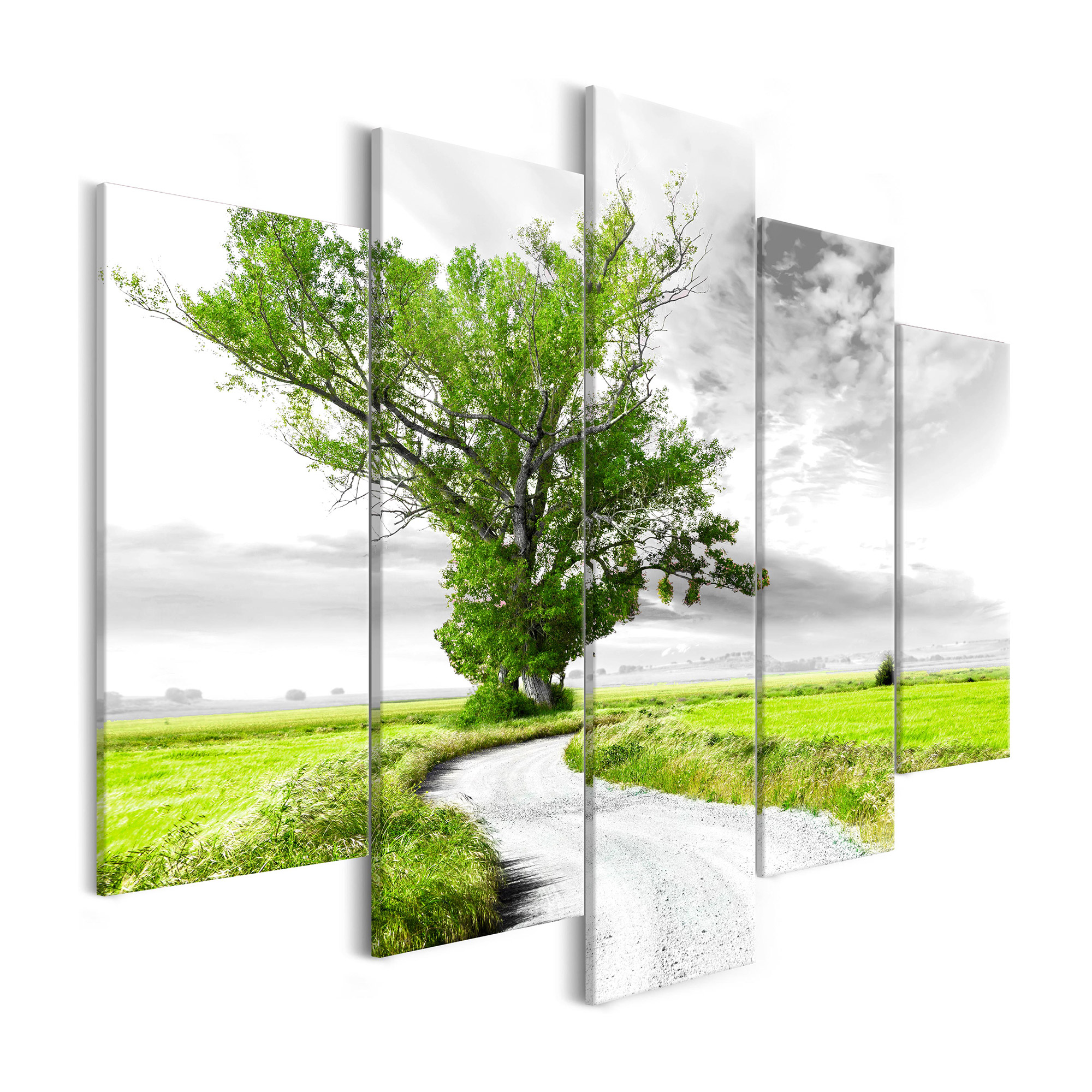 Tavla Arkiio Tree Near The Road Grön 5 delar