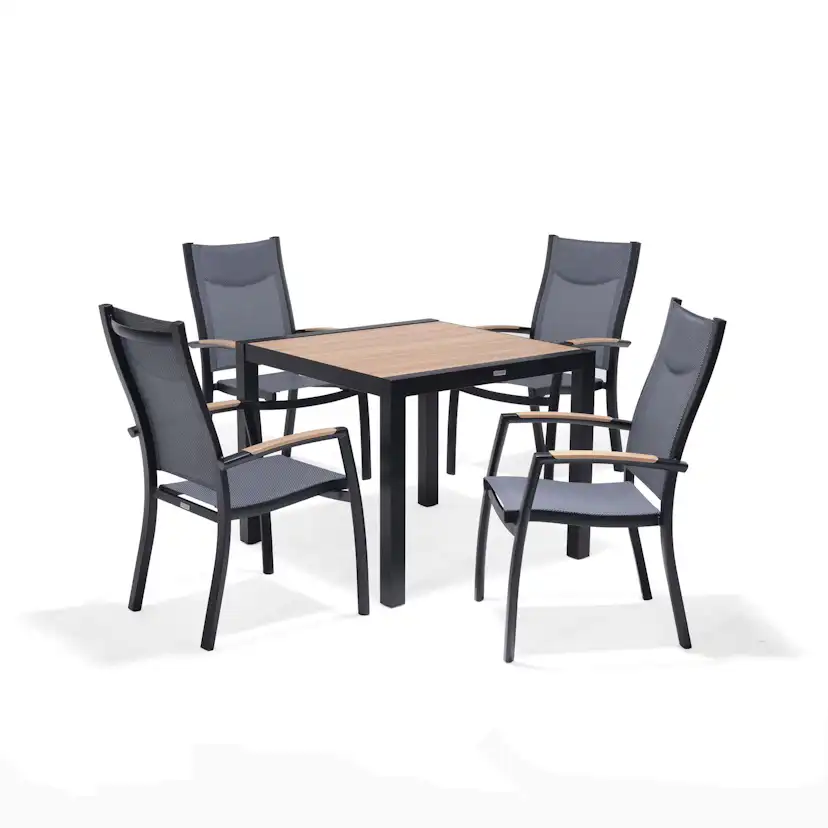 Matgrupp Utomhus LifestyleGarden Panama 90 cm 4 stapelbara karmstolar