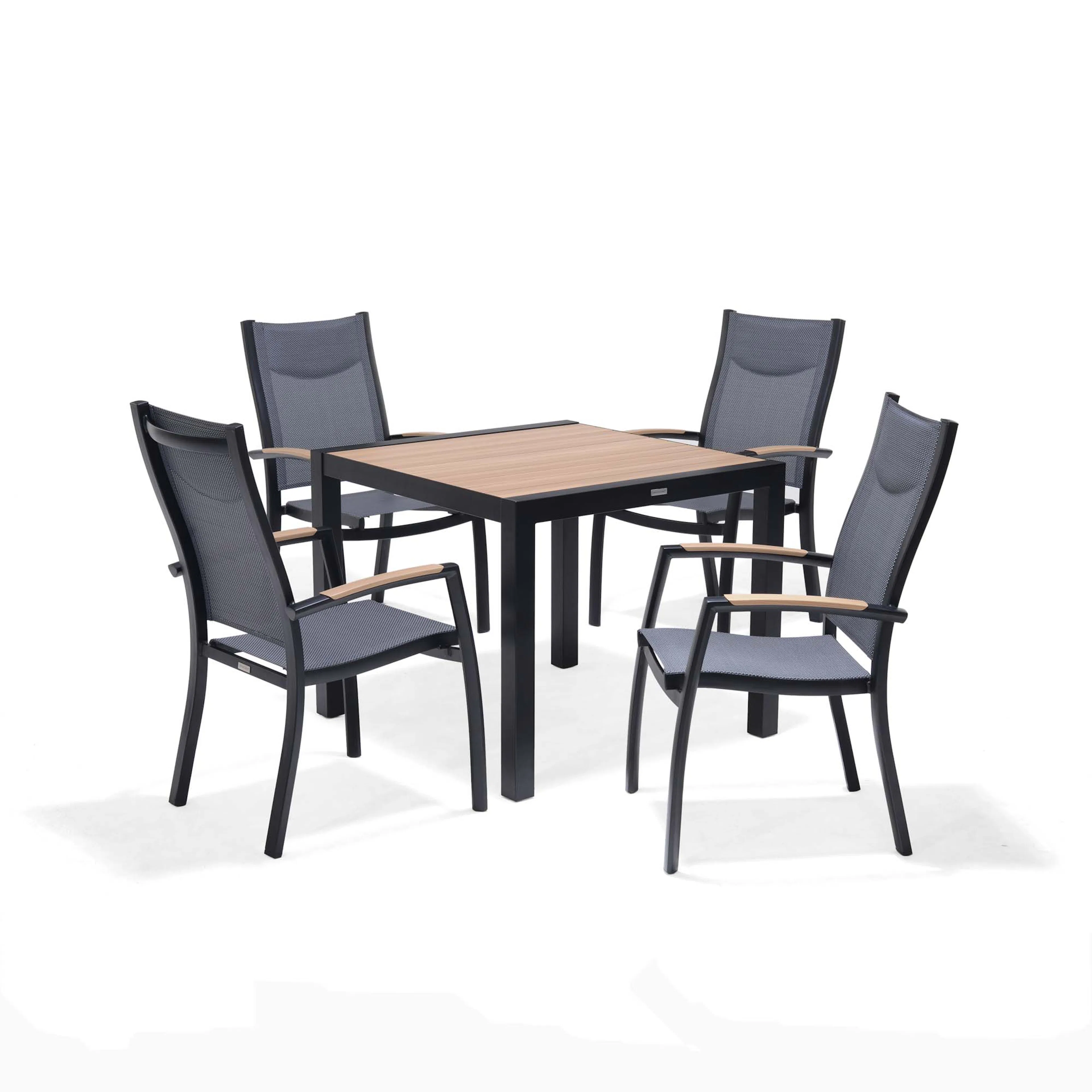 Matgrupp Utomhus LifestyleGarden Panama 90 cm 4 stapelbara karmstolar