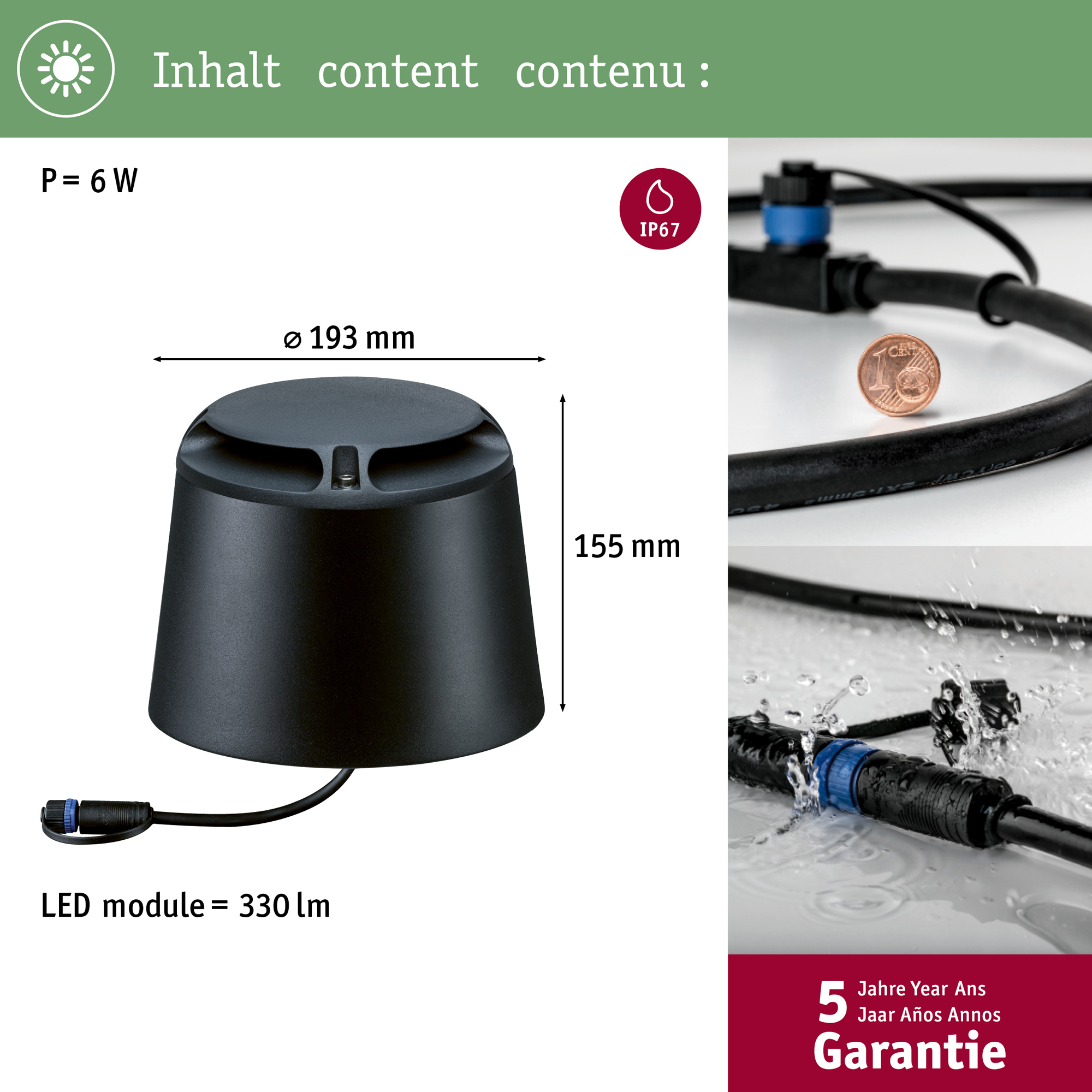 Markbelysning Paulmann Plug & Shine IP67 24V Diameter: 193 mm