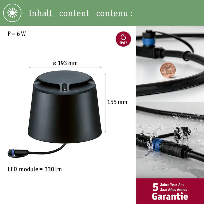 Markbelysning Paulmann Plug & Shine IP67 24V Diameter: 193 mm