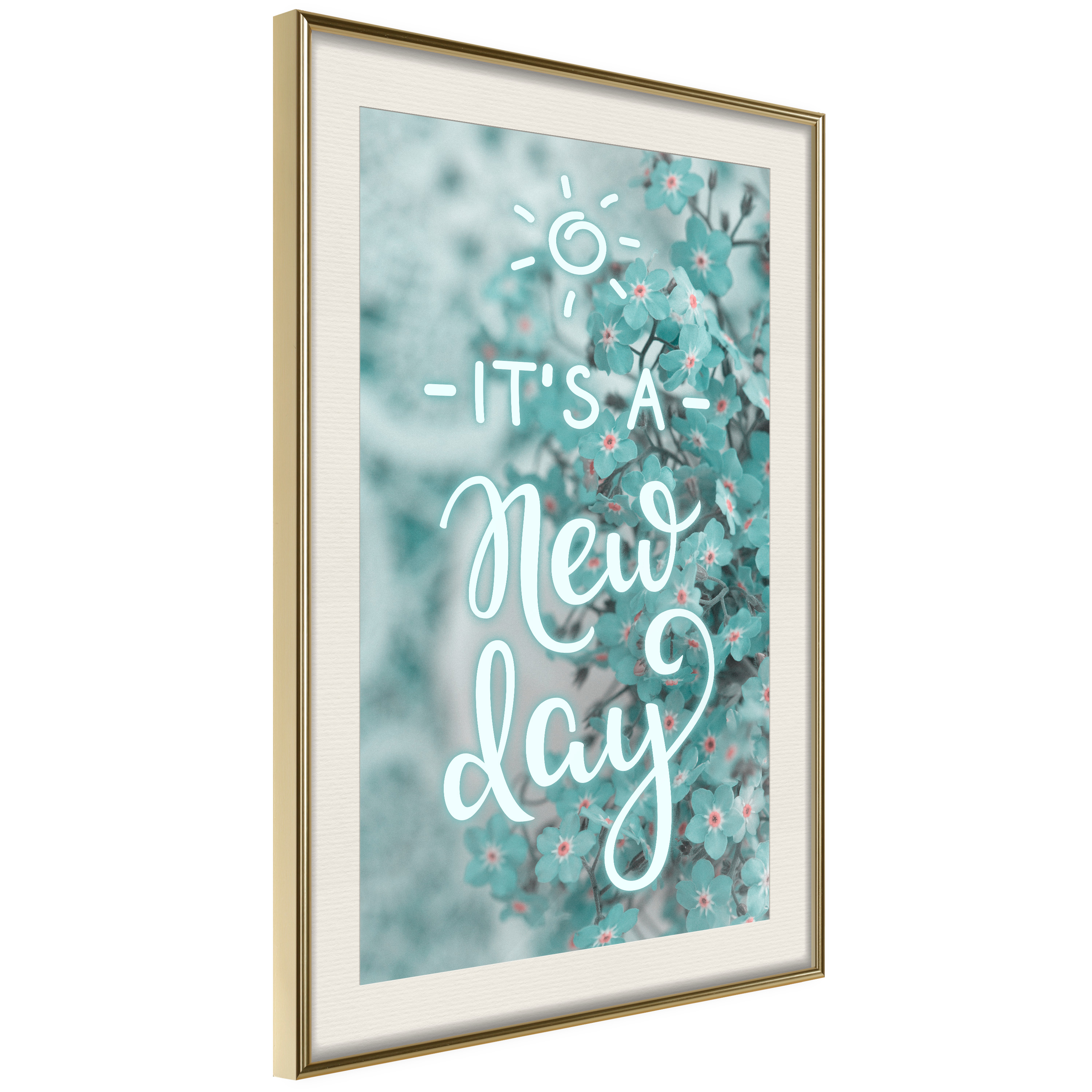 Affisch - It's a New Day [Poster] 40x60 Guld ram med passepartout, 40x60 cm