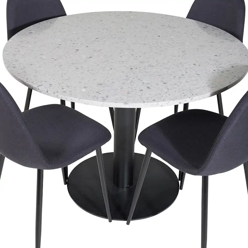 Razzia Table - Grey / Black+Polar Chair - Black Fabric_4 Grå/Svart