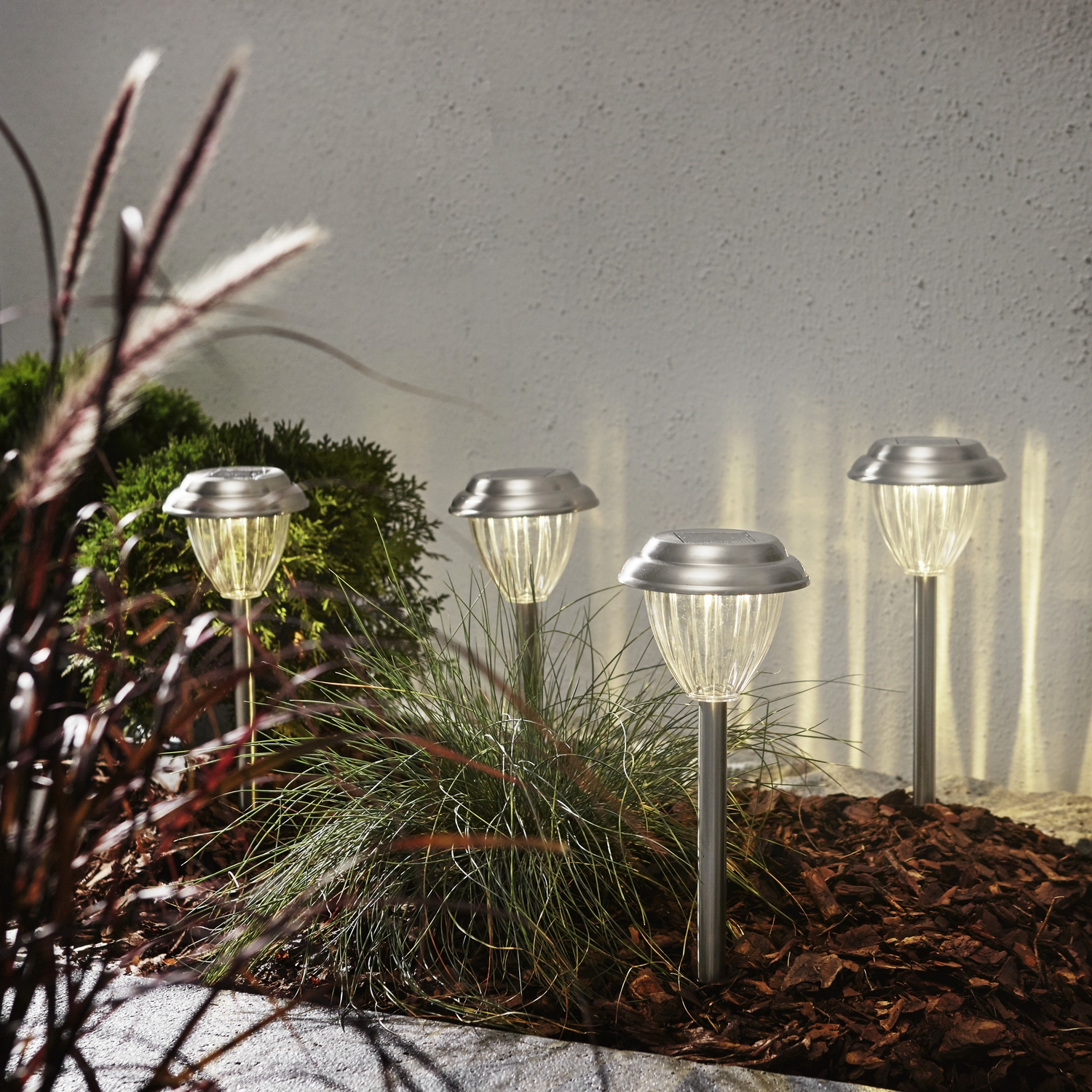 Solcellspollare Star Trading Palma LED Utebelysning med Sensor 4-pack