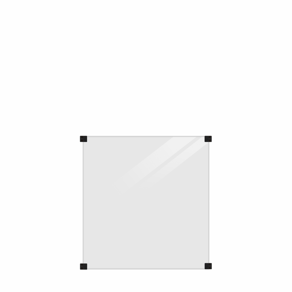 Glasstaket PLUS Härdat till Runda Stolpar 90 x 91 cm Rökigt Gråsvart Glas