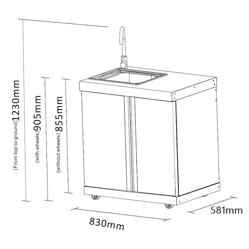 Diskbänk Myoutdoorkitchen Classic Line Stainless 304SS Med Förvaringsskåp