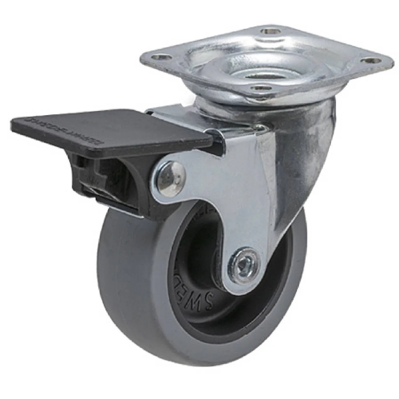 Länkhjul Millers Med Broms Grå 50 mm