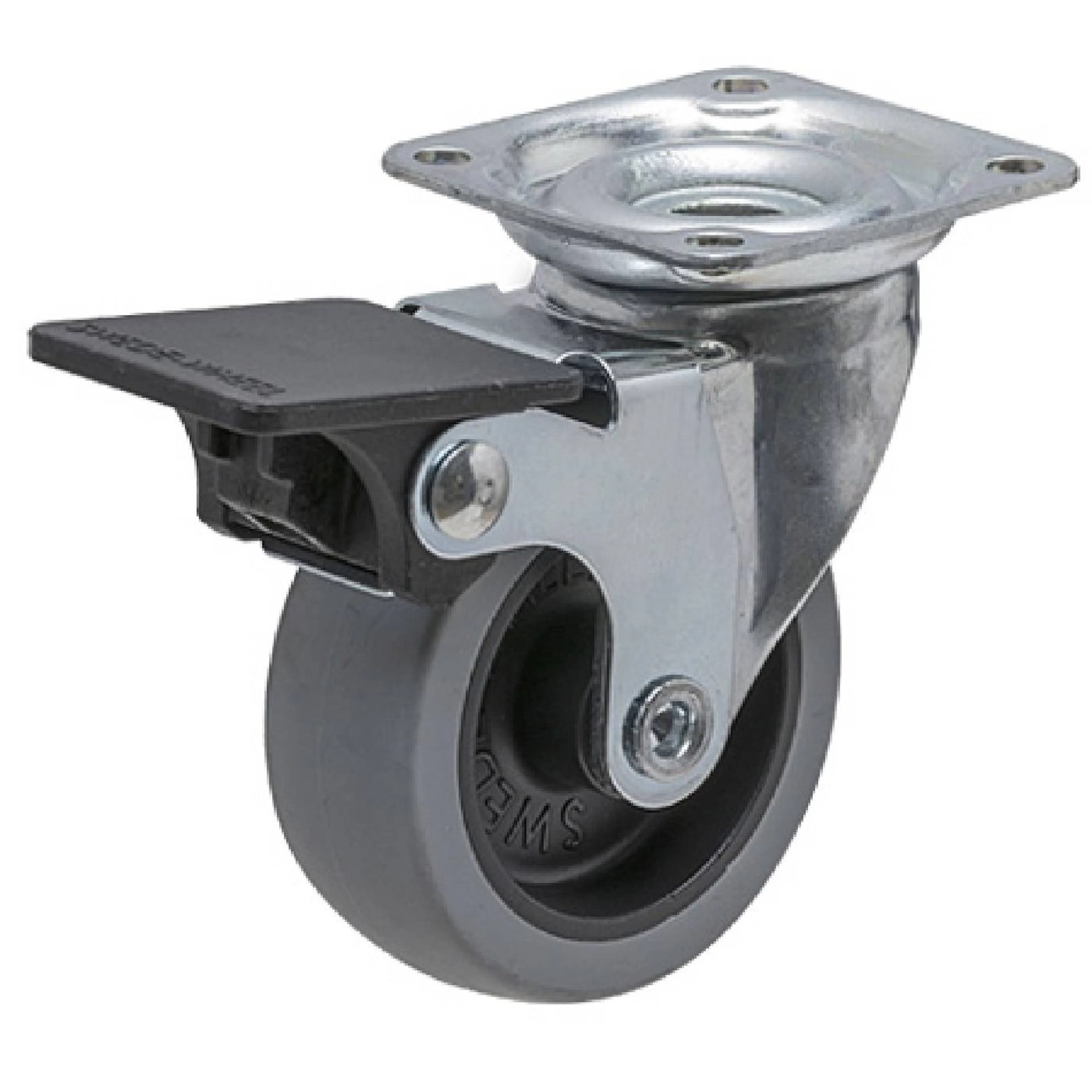 Länkhjul Millers Med Broms Grå 50 mm