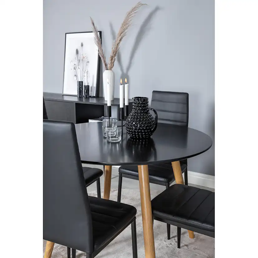 Matgrupp Venture Home Plaza Ø100 cm med 4st Slim Matstolar